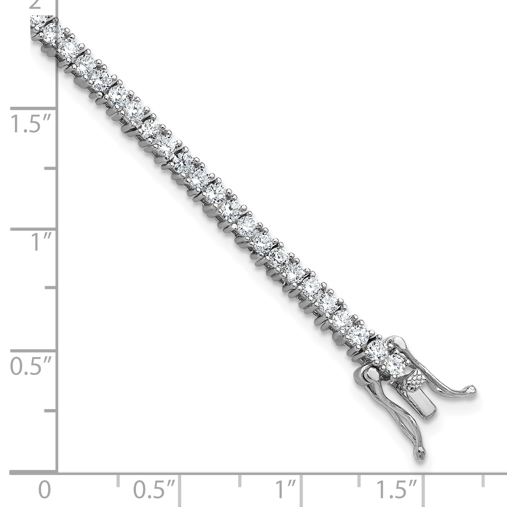 Cheryl M Sterling Silver Rhodium-plated Polished CZ with Safety Clasp Tennis Bracelet