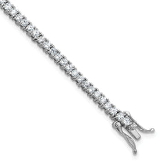 Cheryl M Sterling Silver Rhodium-plated Polished CZ with Safety Clasp Tennis Bracelet