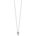 Cheryl M Sterling Silver Rhodium-plated Polished Black and White CZ Cat Necklace