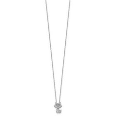 Cheryl M Sterling Silver Rhodium-plated Polished Black and White CZ Cat Necklace