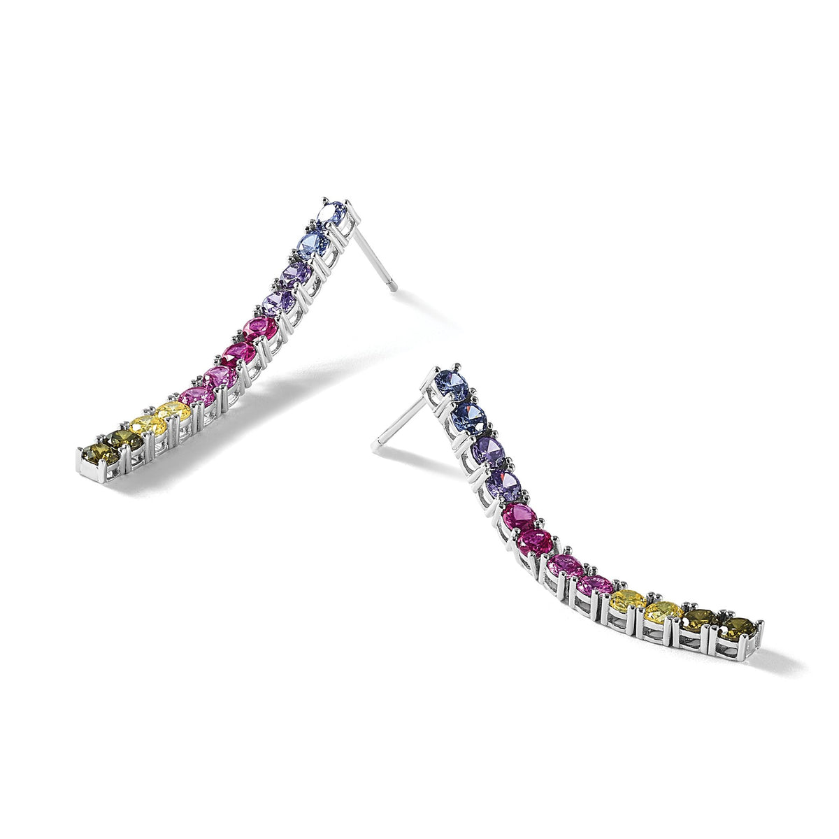 Multicolor Cubic Zirconia Stud Dangle Earrings in Sterling Silver, 3mm - Sophia Jewelers