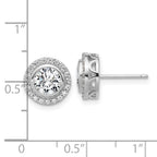 Cheryl M Sterling Silver Rhodium-plated Polished CZ Halo Post Earrings
