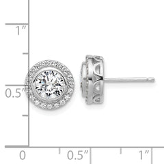Cheryl M Sterling Silver Rhodium-plated Polished CZ Halo Post Earrings