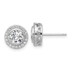 Cheryl M Sterling Silver Rhodium-plated Polished CZ Halo Post Earrings