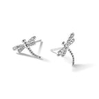 Beaded Cubic Zirconia Dragonfly Stud Earrings in Sterling Silver, 1mm - Sophia Jewelers