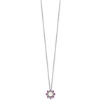 Cheryl M Sterling Silver Rhodium-plated Polished Created Opal and Pink Crystal Flower Necklace