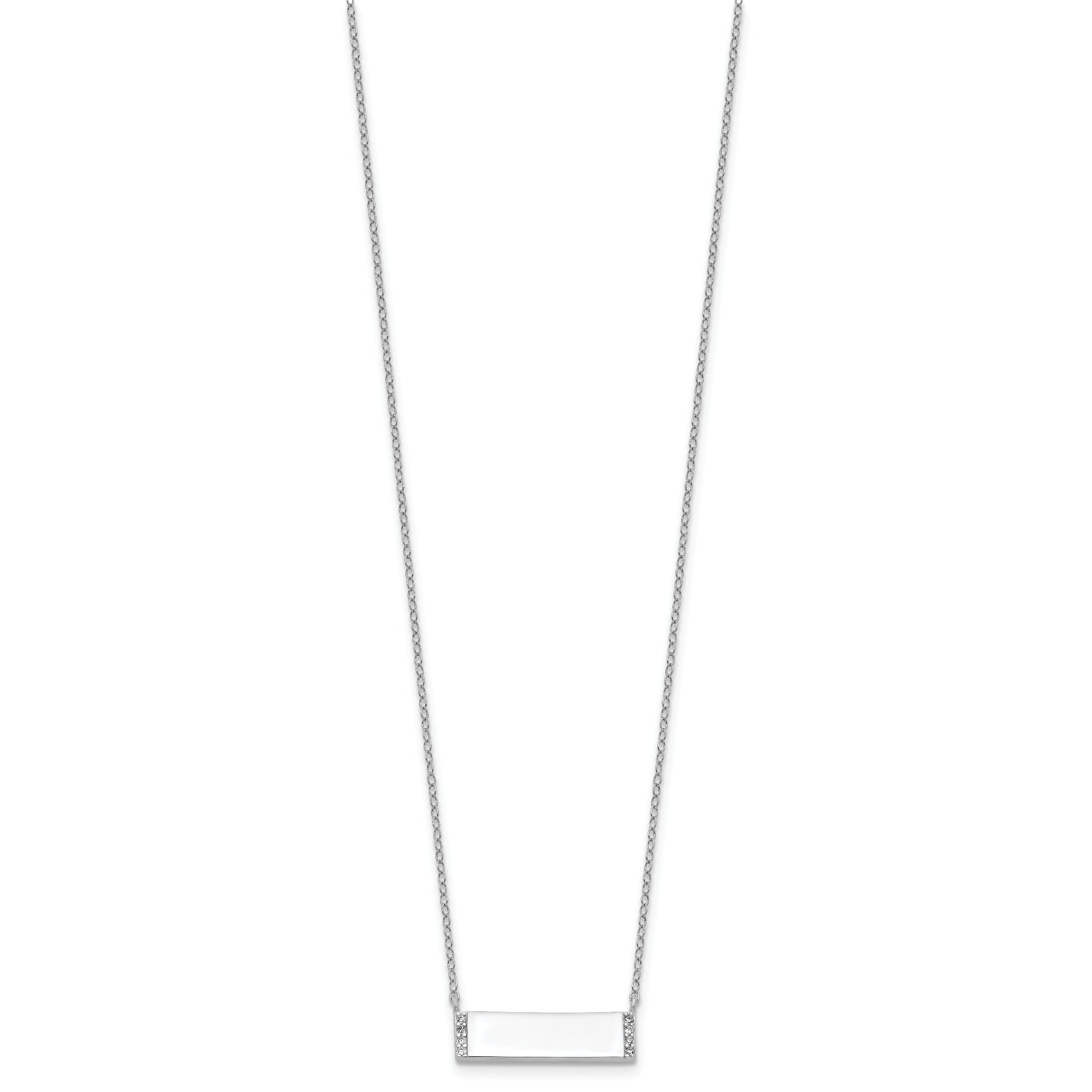 Cheryl M Sterling Silver Rhodium-plated Polished CZ Bar Necklace
