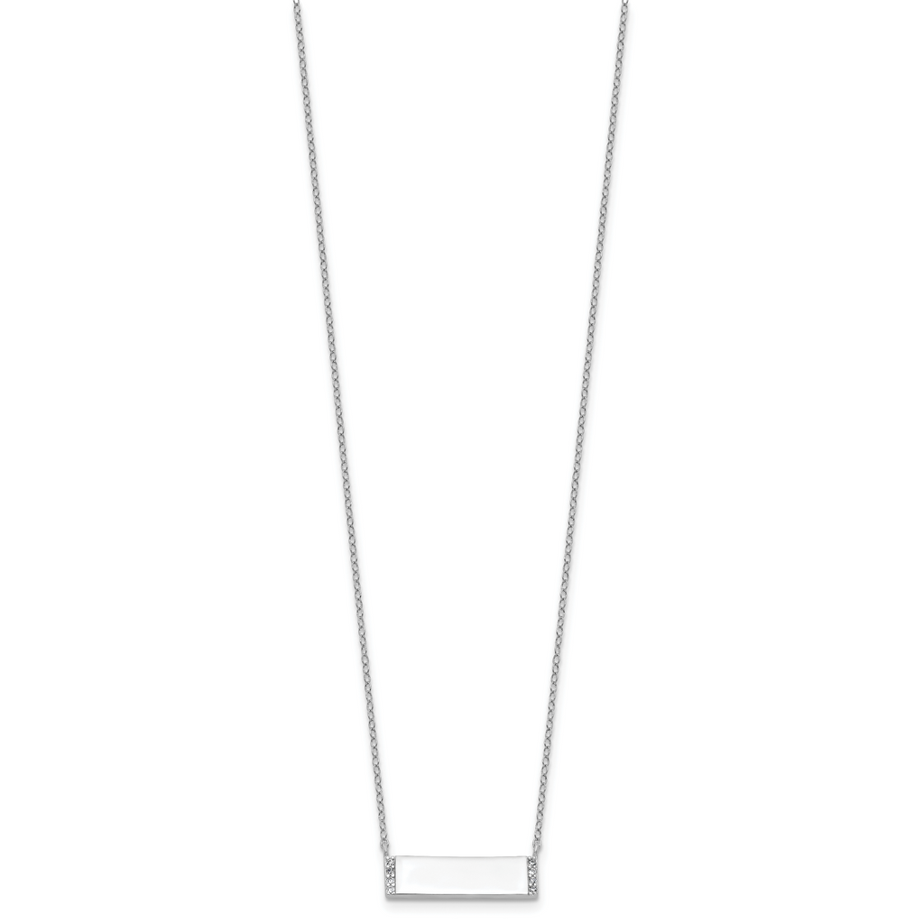 Cheryl M Sterling Silver Rhodium-plated Polished CZ Bar Necklace
