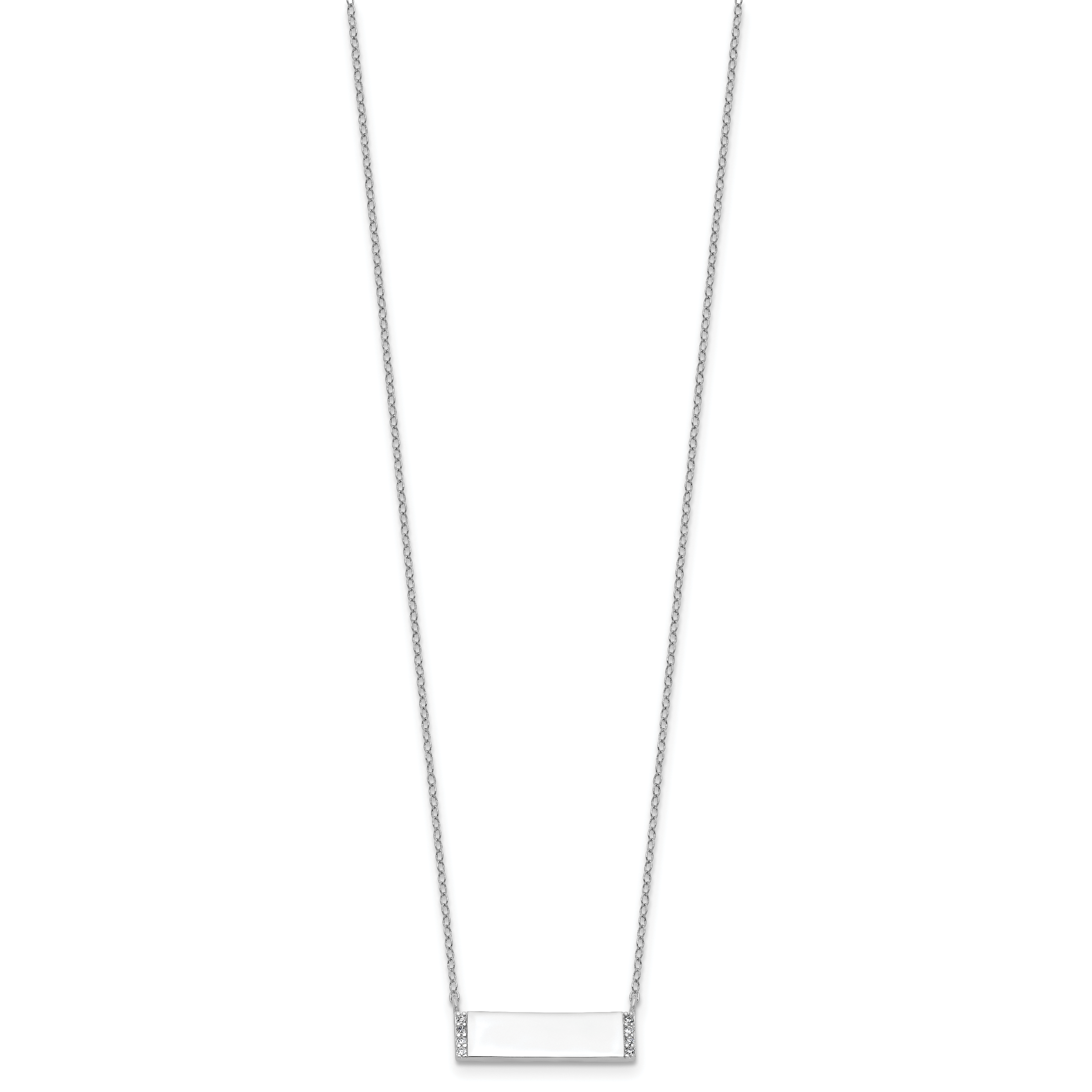 Cheryl M Sterling Silver Rhodium-plated Polished CZ Bar Necklace