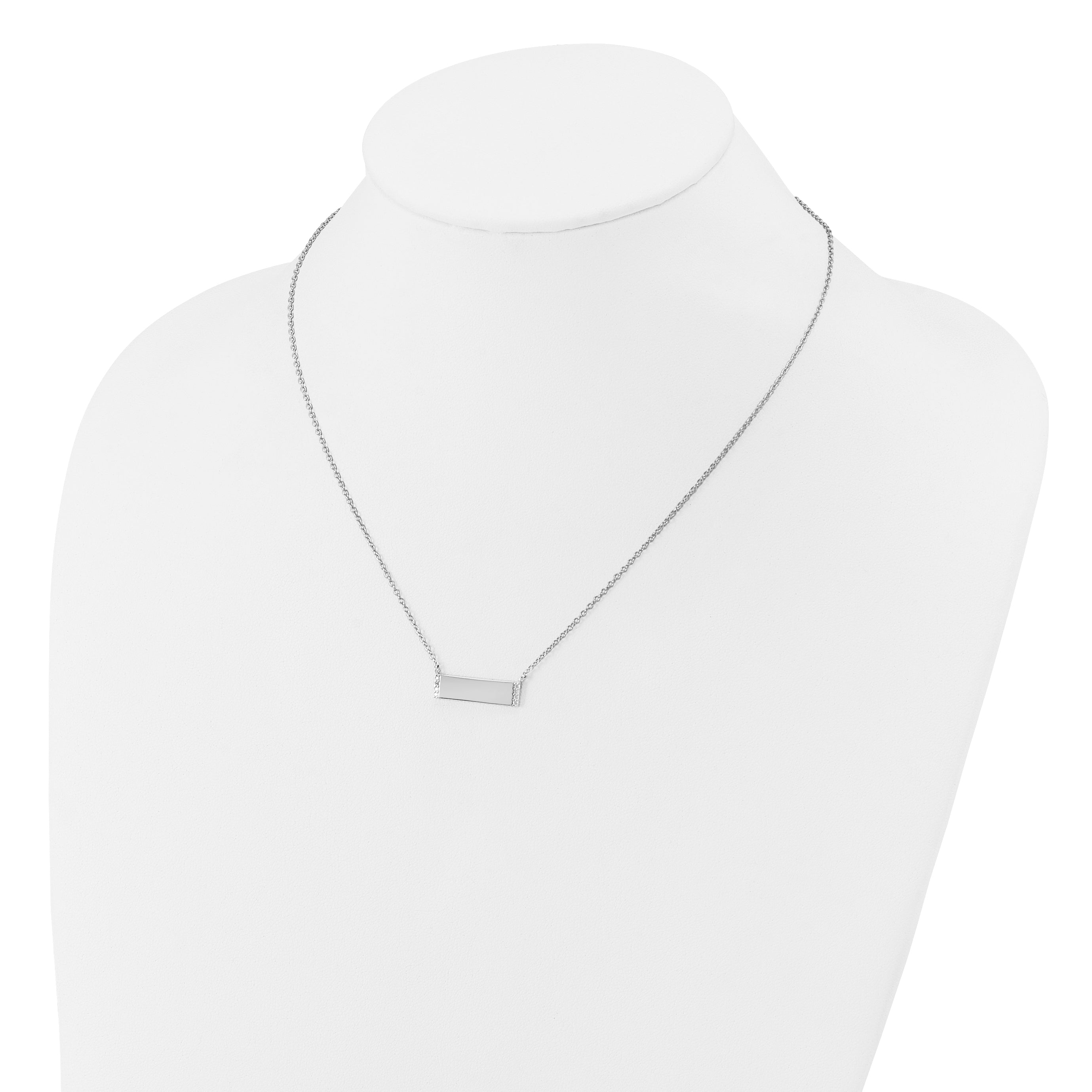 Cheryl M Sterling Silver Rhodium-plated Polished CZ Bar Necklace