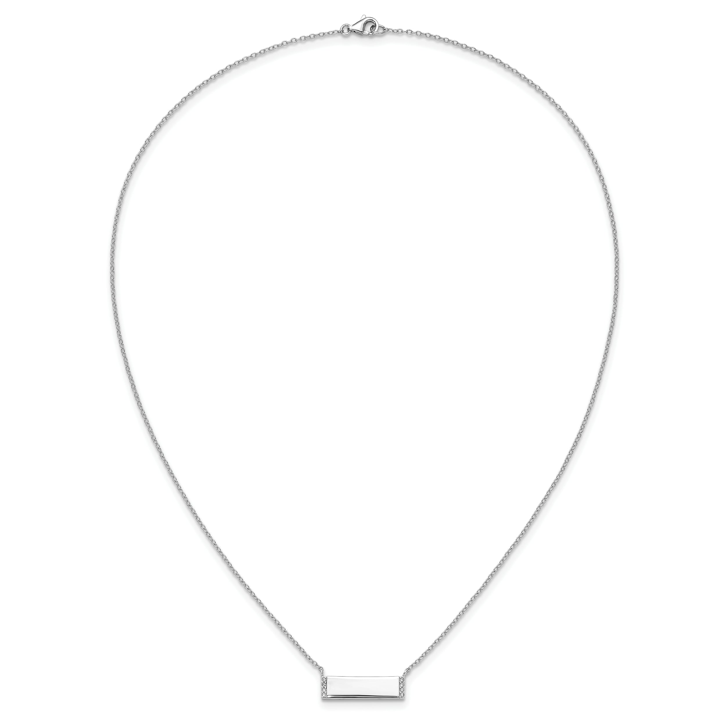Cheryl M Sterling Silver Rhodium-plated Polished CZ Bar Necklace