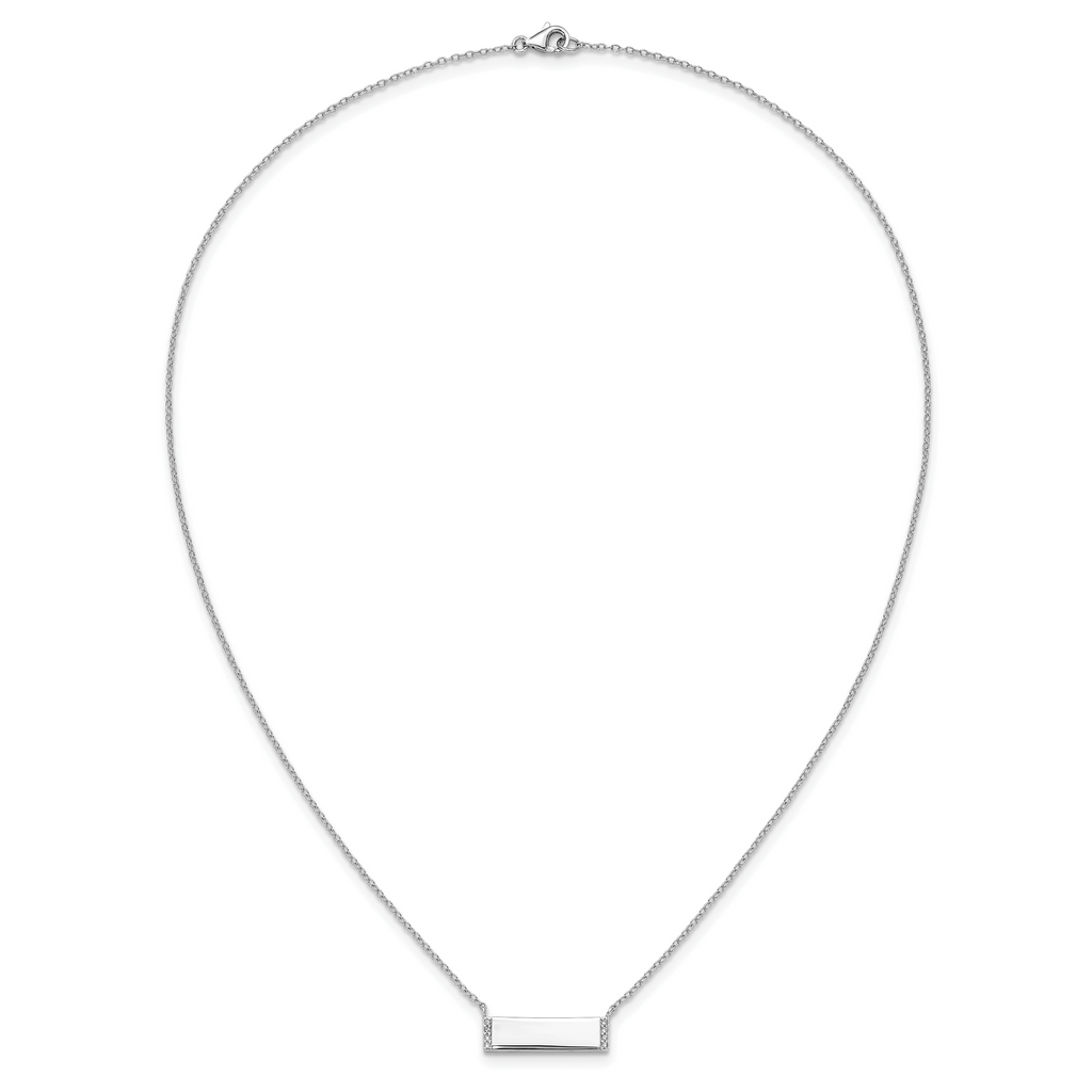 Cheryl M Sterling Silver Rhodium-plated Polished CZ Bar Necklace