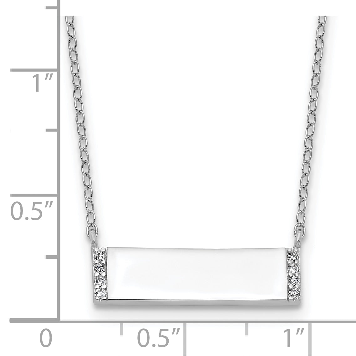 Cheryl M Sterling Silver Rhodium-plated Polished CZ Bar Necklace