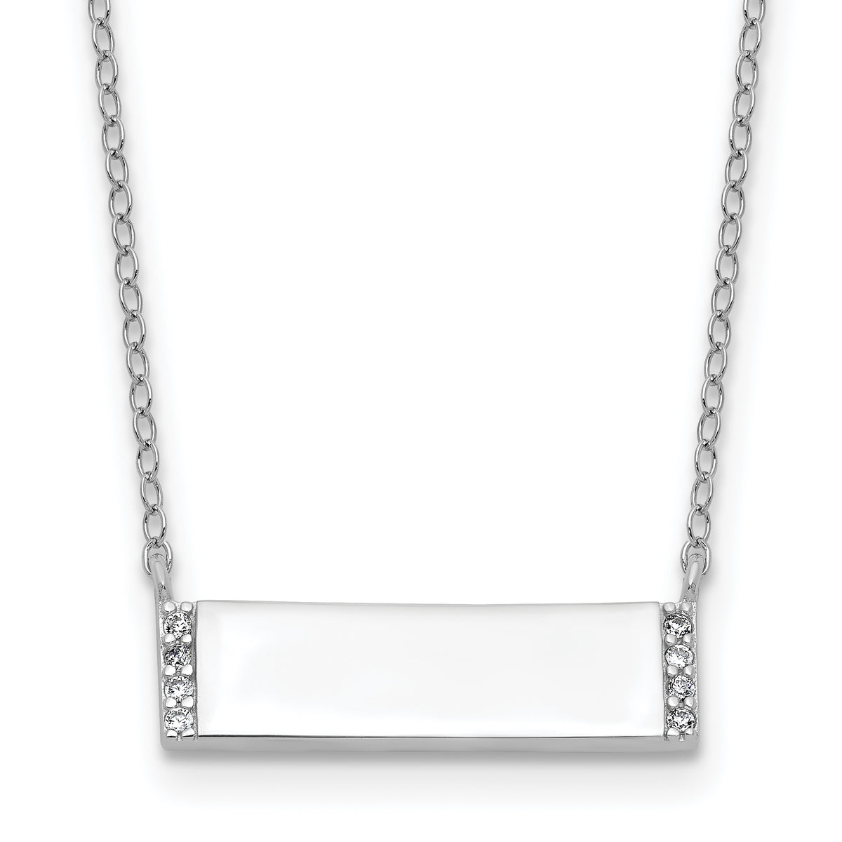 Cheryl M Sterling Silver Rhodium-plated Polished CZ Bar Necklace