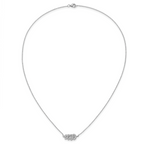 Cheryl M Sterling Silver Rhodium-plated Polished CZ Leaf Necklace