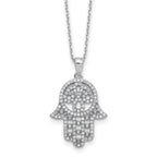 Cheryl M Sterling Silver Rhodium-plated Polished CZ Hamsa Necklace
