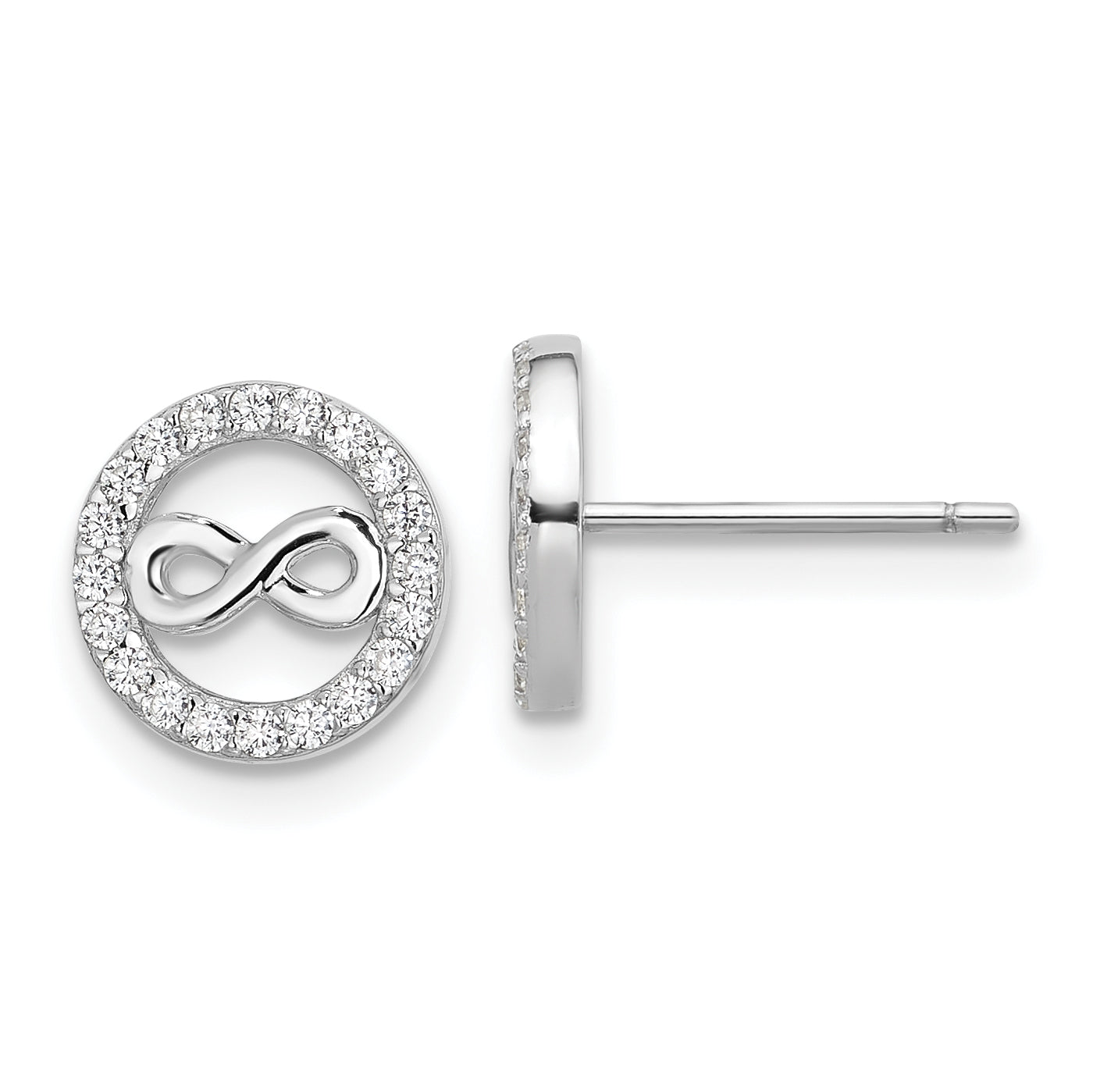 Cheryl M Sterling Silver Rhodium-plated Polished CZ Infinity Necklace and Post Earrings Set Secondary image