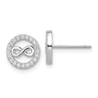 Cheryl M Sterling Silver Rhodium-plated Polished CZ Infinity Necklace and Post Earrings Set
