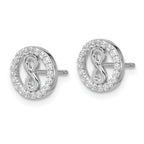 Cheryl M Sterling Silver Rhodium-plated Polished CZ Infinity Necklace and Post Earrings Set