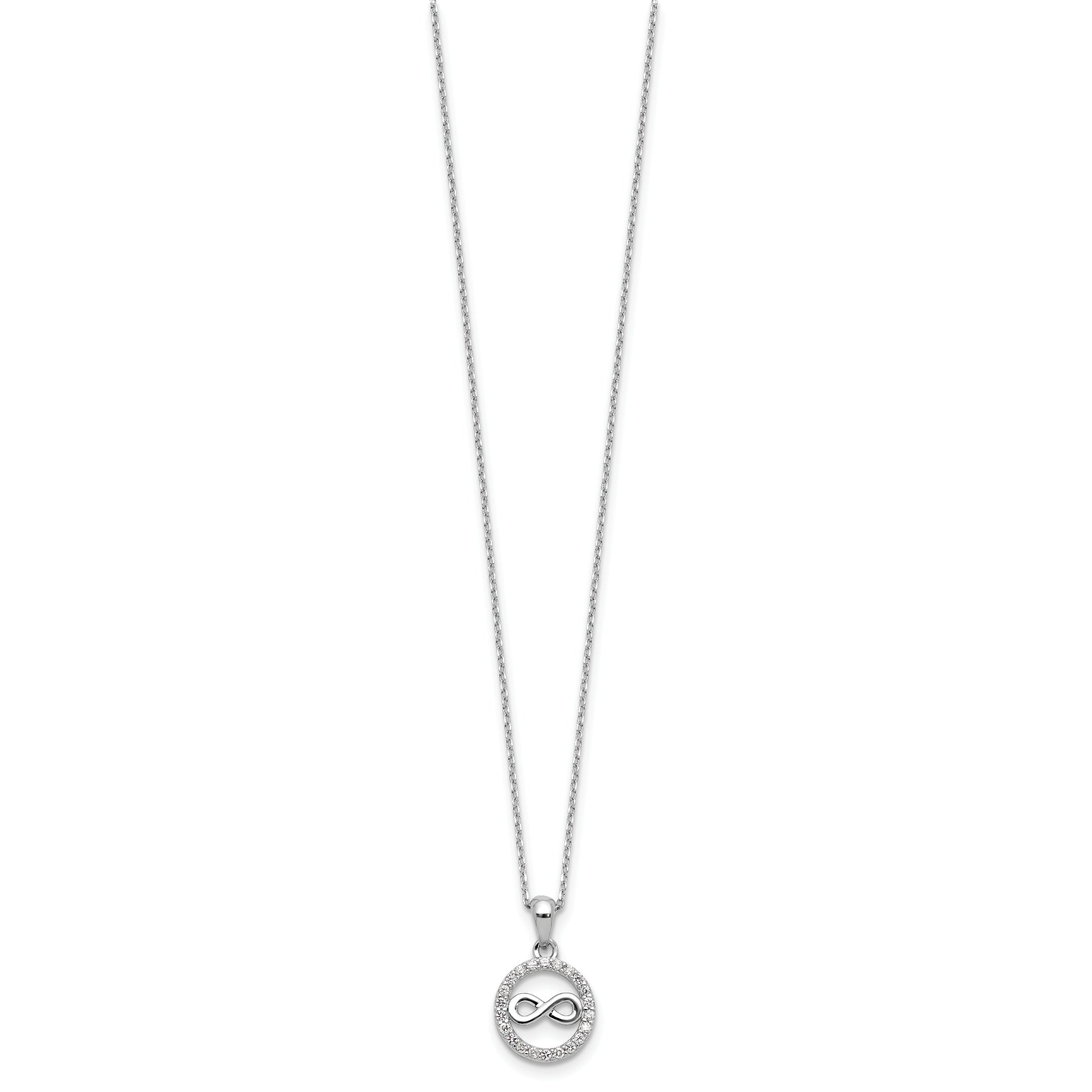 Cheryl M Sterling Silver Rhodium-plated Polished CZ Infinity Necklace and Post Earrings Set