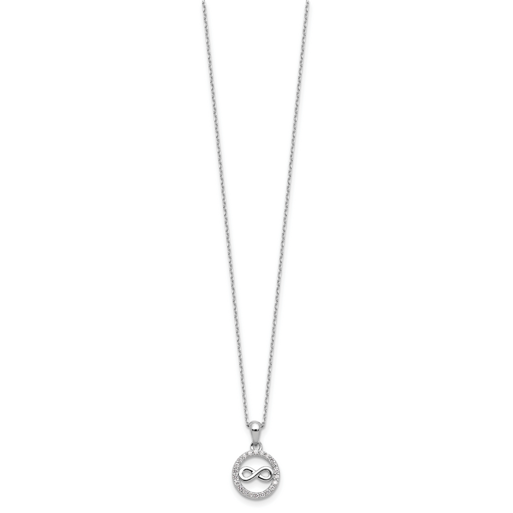 Cheryl M Sterling Silver Rhodium-plated Polished CZ Infinity Necklace and Post Earrings Set