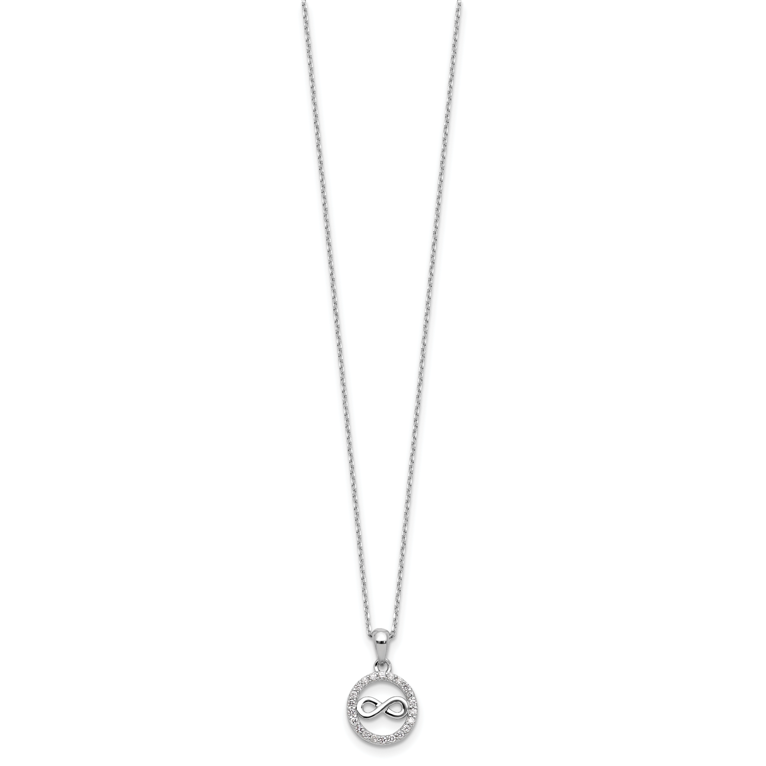 Cheryl M Sterling Silver Rhodium-plated Polished CZ Infinity Necklace and Post Earrings Set