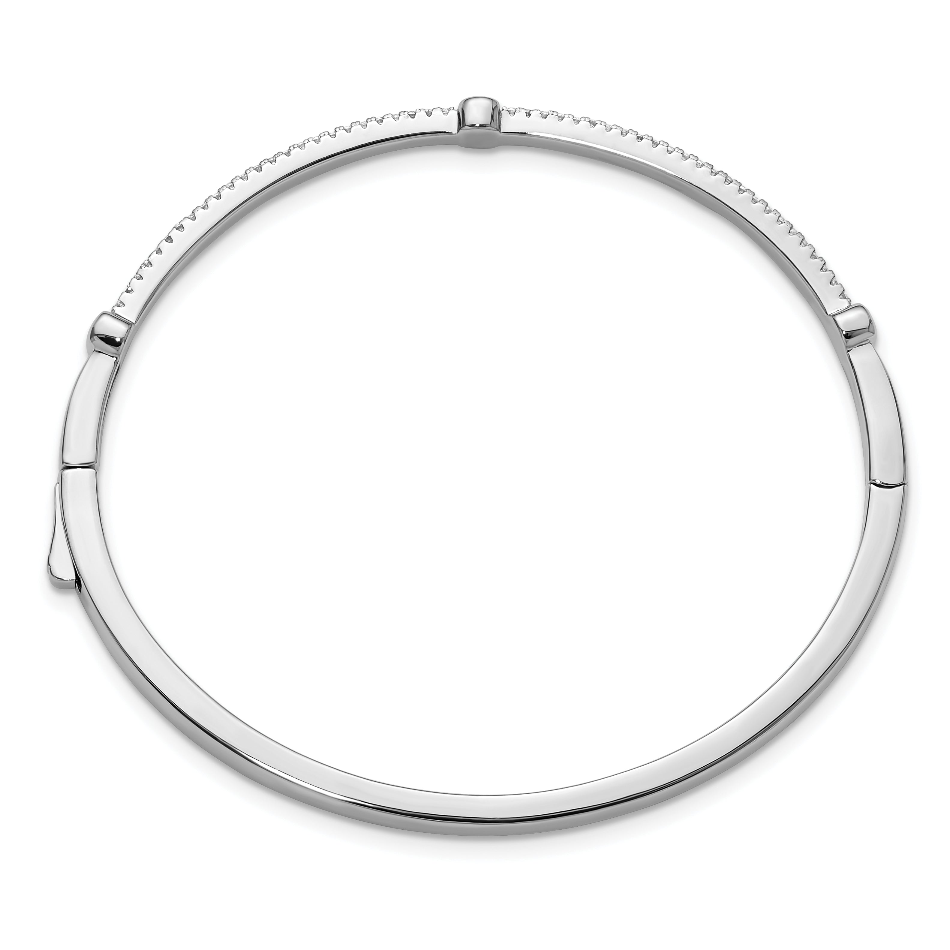 Cheryl M Sterling Silver Rhodium-plated Polished CZ Hinged Bangle Secondary image