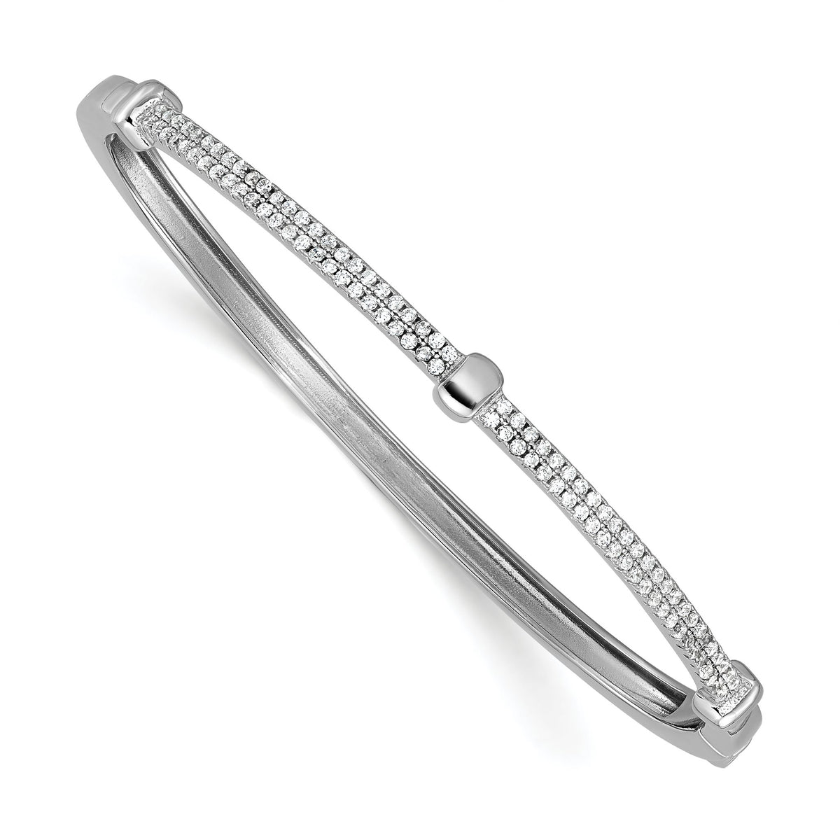 Cubic Zirconia Bangle Bracelet in Sterling Silver, 2.75mm Hinged - Sophia Jewelers Main image