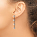 Cheryl M Sterling Silver Rhodium-plated Polished and Beaded CZ Post Dangle Earrings