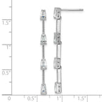Cheryl M Sterling Silver Rhodium-plated Polished and Beaded CZ Post Dangle Earrings