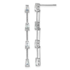 Cheryl M Sterling Silver Rhodium-plated Polished and Beaded CZ Post Dangle Earrings