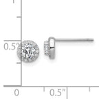 Cheryl M Sterling Silver Rhodium-plated Polished CZ Halo Post Earrings