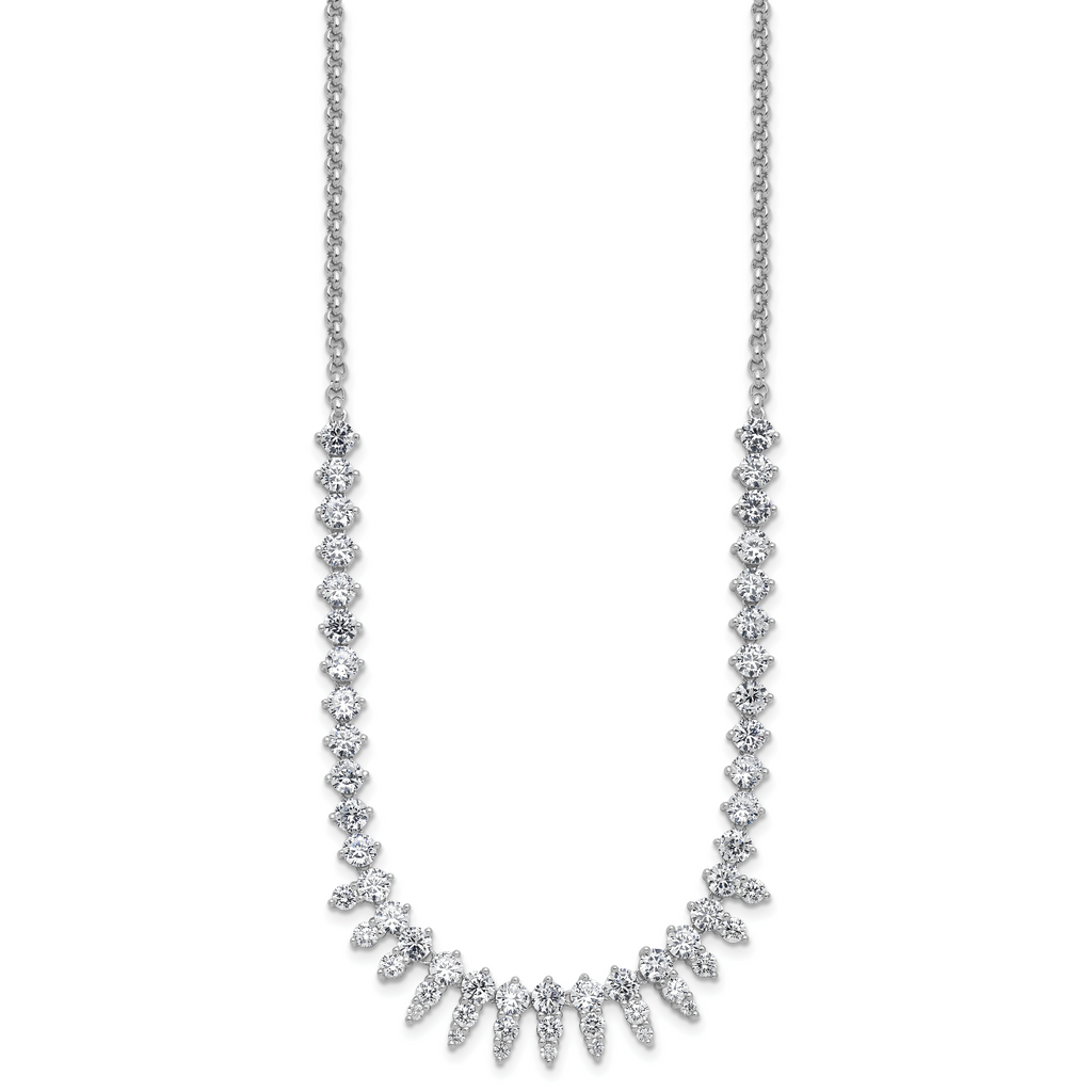 Cheryl M Sterling Silver Rhodium-plated Polished Fancy CZ Necklace