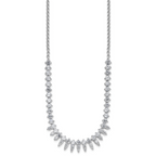 Cheryl M Sterling Silver Rhodium-plated Polished Fancy CZ Necklace
