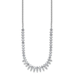 Cheryl M Sterling Silver Rhodium-plated Polished Fancy CZ Necklace