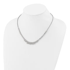 Cheryl M Sterling Silver Rhodium-plated Polished Fancy CZ Necklace