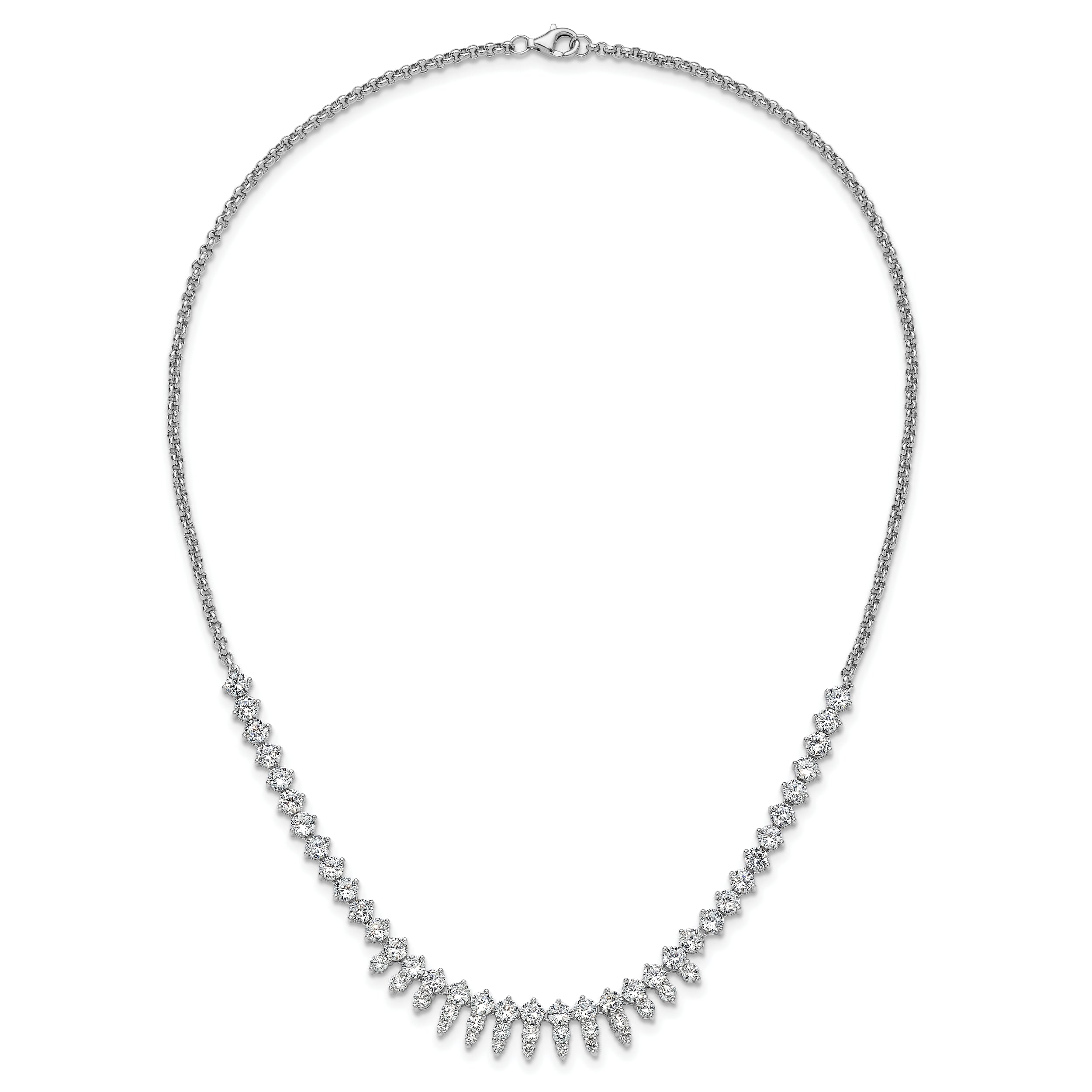 Cheryl M Sterling Silver Rhodium-plated Polished Fancy CZ Necklace