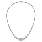Cheryl M Sterling Silver Rhodium-plated Polished Fancy CZ Necklace
