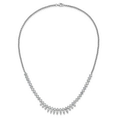 Cheryl M Sterling Silver Rhodium-plated Polished Fancy CZ Necklace