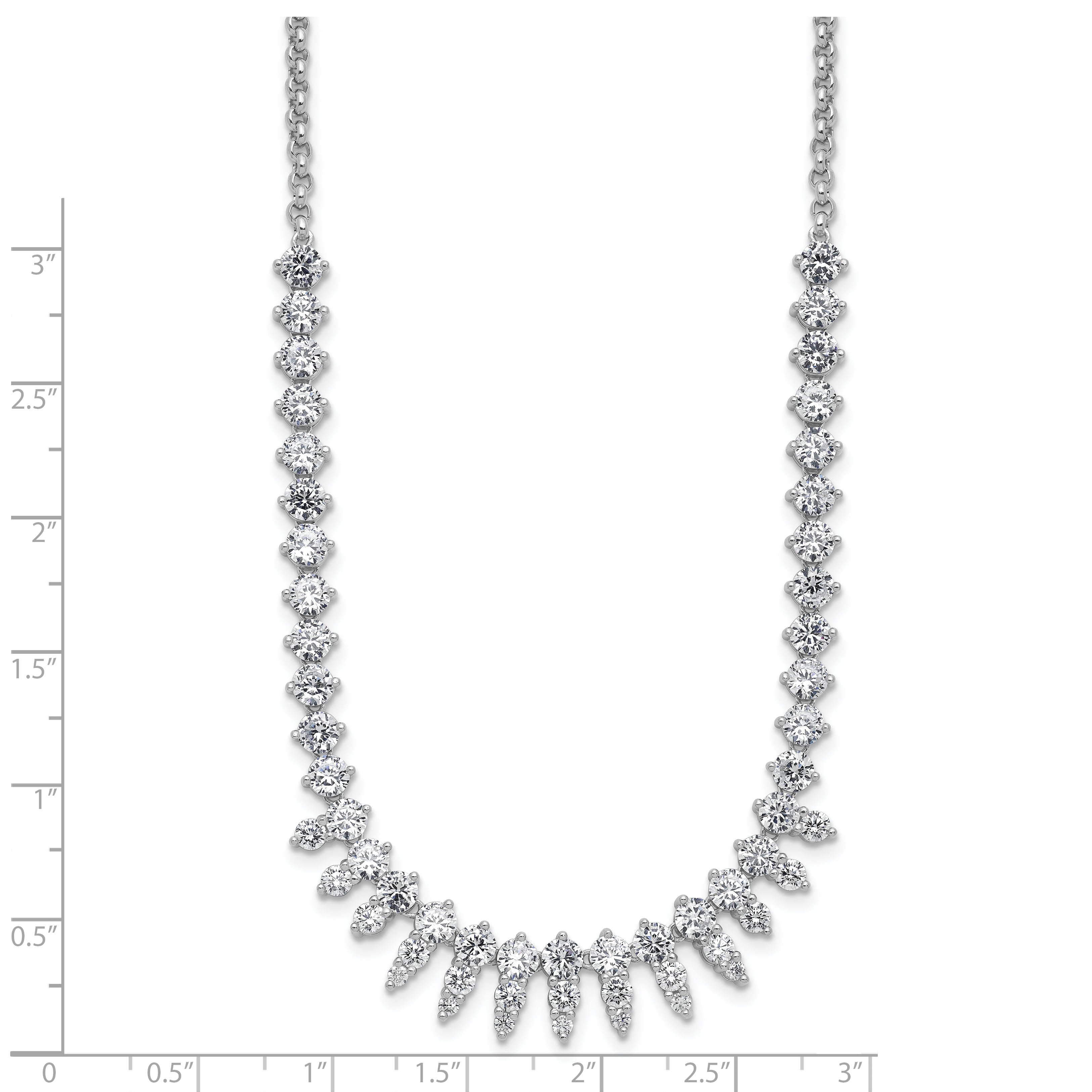 Cheryl M Sterling Silver Rhodium-plated Polished Fancy CZ Necklace