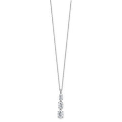Cheryl M Sterling Silver Rhodium-plated Polished Graduated Triple Oval CZ Necklace