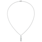 Cheryl M Sterling Silver Rhodium-plated Polished Graduated Triple Oval CZ Necklace