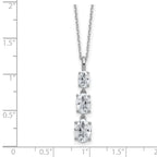 Cheryl M Sterling Silver Rhodium-plated Polished Graduated Triple Oval CZ Necklace