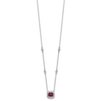 Cheryl M Sterling Silver Rhodium-plated Polished Fancy Lab Created Ruby and CZ Station Necklace