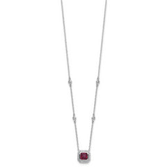 Cheryl M Sterling Silver Rhodium-plated Polished Fancy Lab Created Ruby and CZ Station Necklace