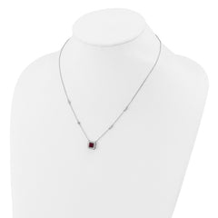 Cheryl M Sterling Silver Rhodium-plated Polished Fancy Lab Created Ruby and CZ Station Necklace