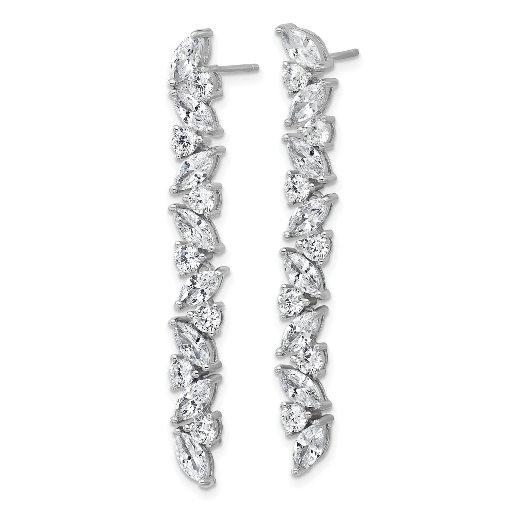 Cheryl M Sterling Silver Rhodium-plated Polished Fancy CZ Post Dangle Earrings