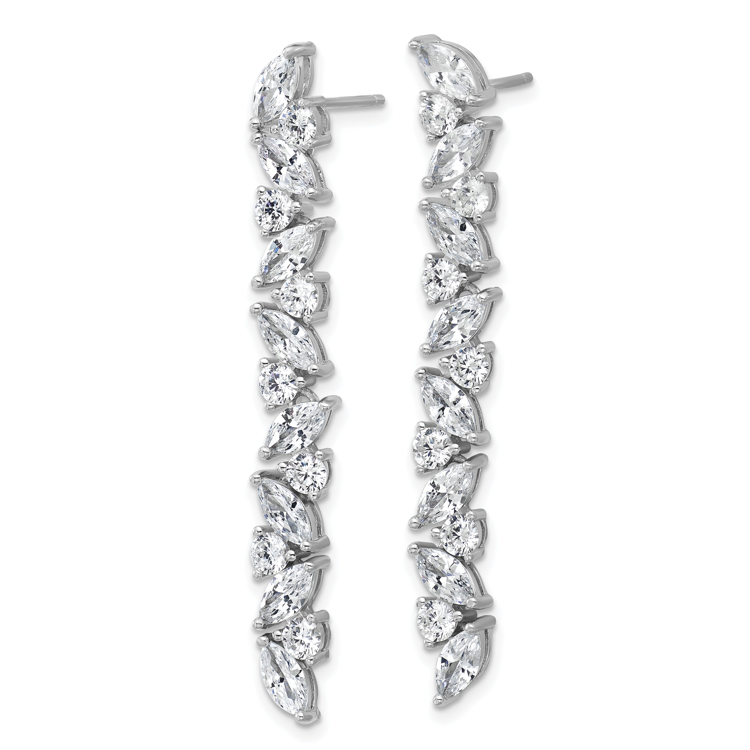 Cheryl M Sterling Silver Rhodium-plated Polished Fancy CZ Post Dangle Earrings