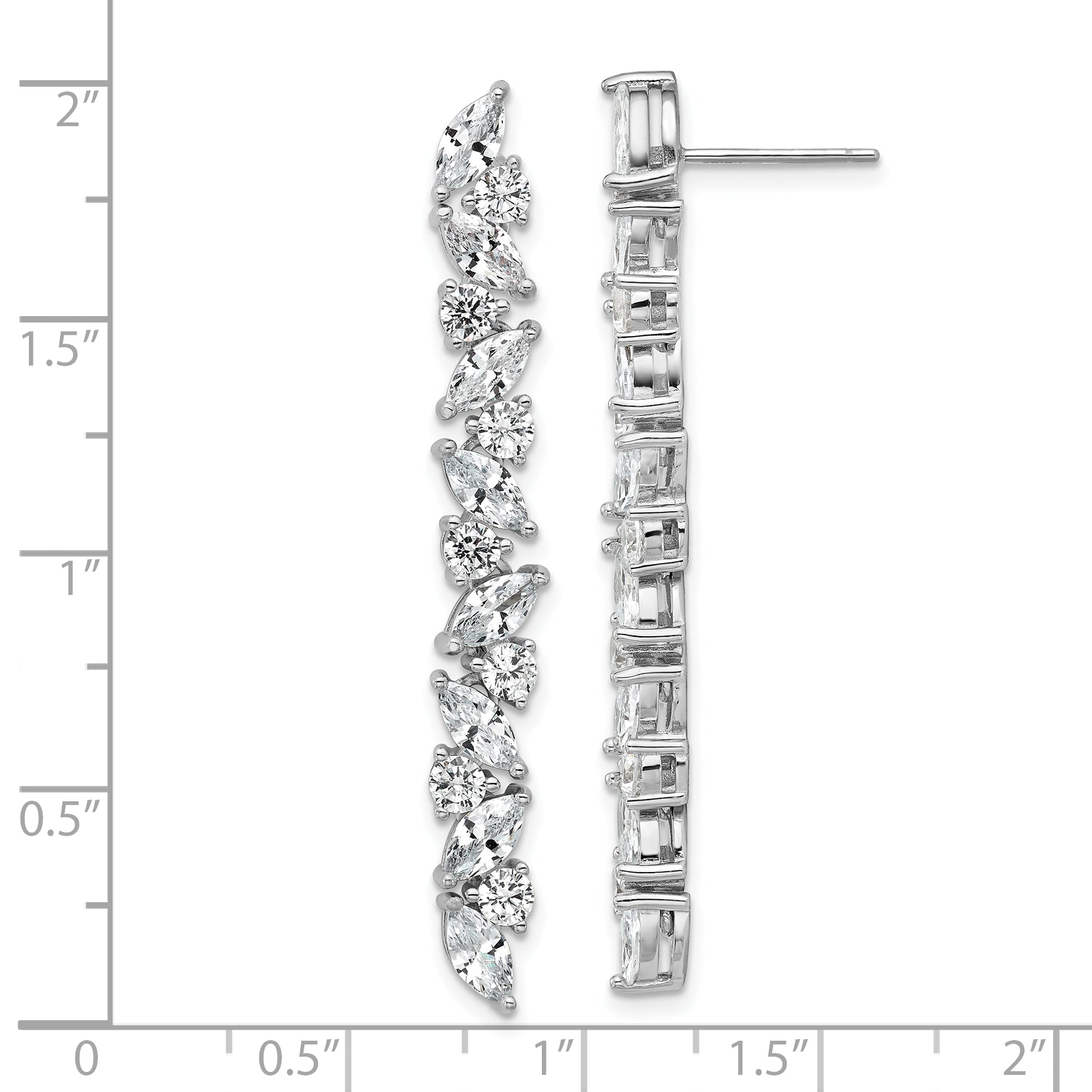 Cheryl M Sterling Silver Rhodium-plated Polished Fancy CZ Post Dangle Earrings