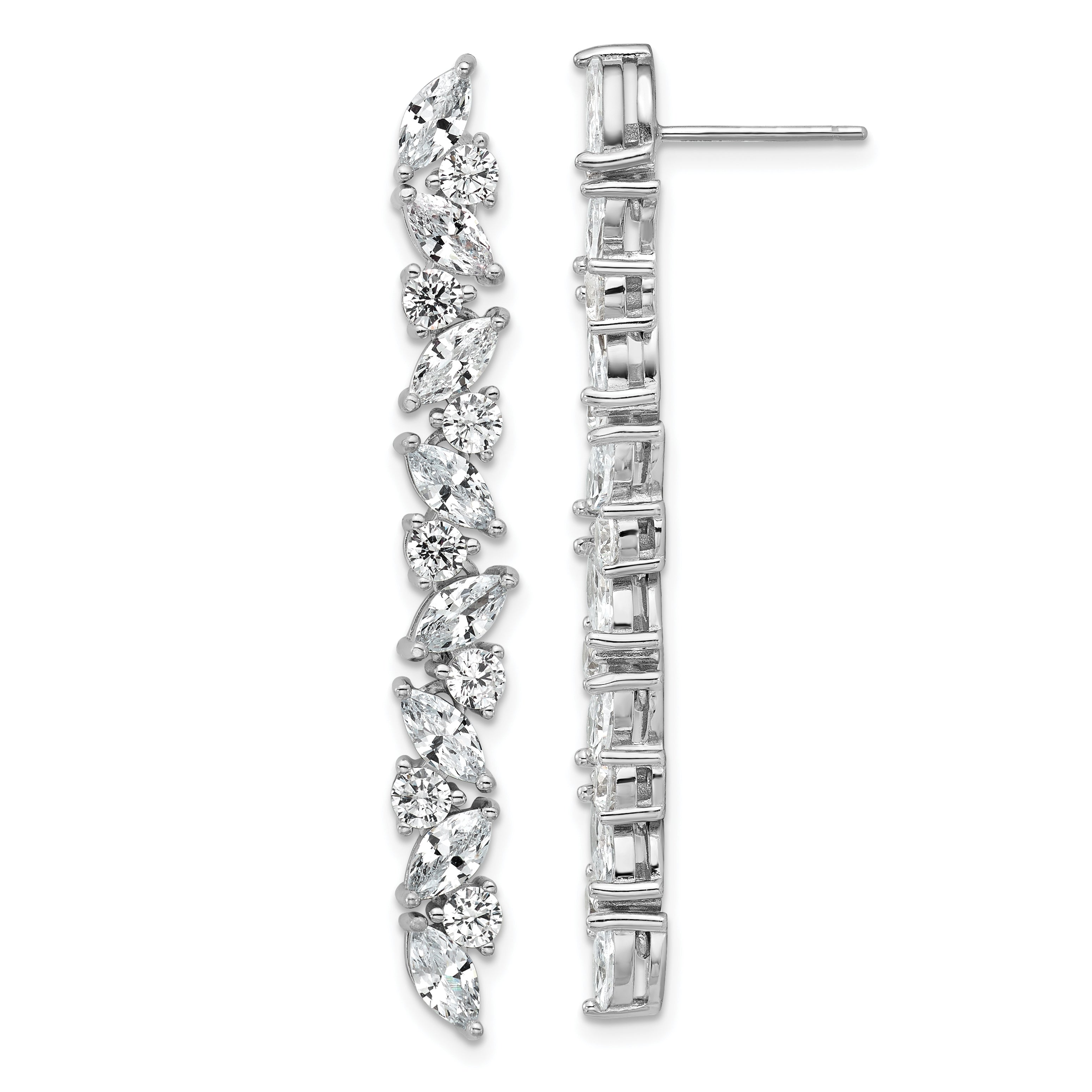 Cheryl M Sterling Silver Rhodium-plated Polished Fancy CZ Post Dangle Earrings Main image